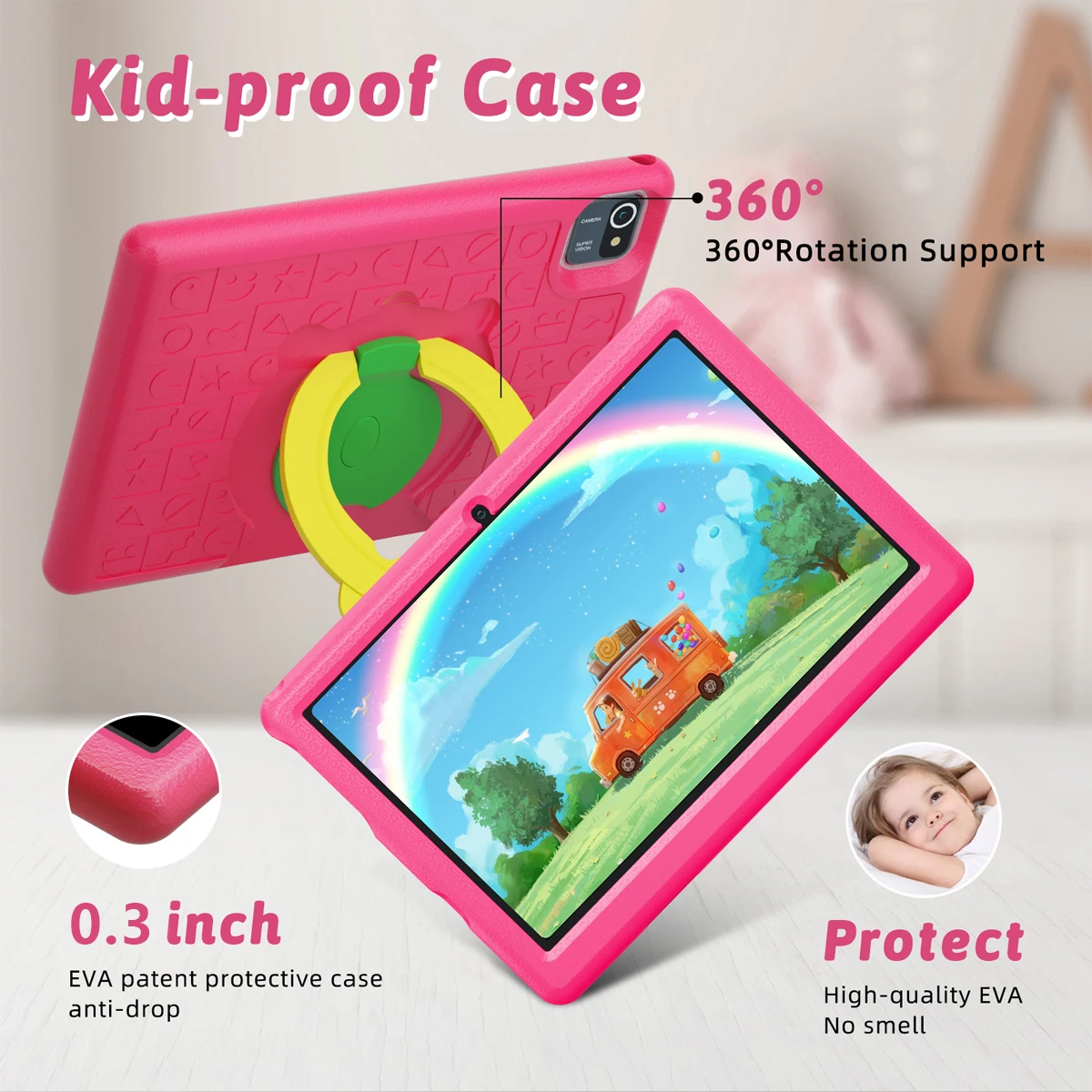 KT1008 10.1 Inch Children Tablet Android 13 6GB RAM 64GB ROM 1TB Expand WiFi 5000mAh Battery Dual Camera Kid's Gift Game Child