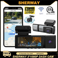 3 Channel Car DVR HD 1080P 3 Len Inside Vehicle GPS Dash Cam Three Way Camera DVR Recorder 24H Parking Monitor Dashcam Camcorder