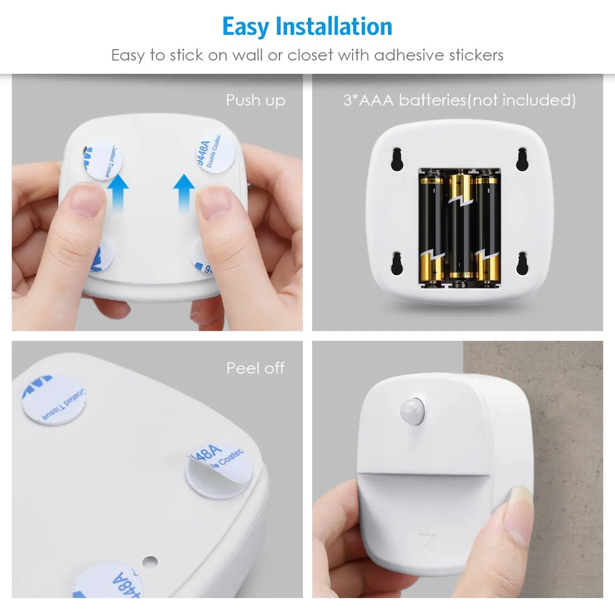 Luz de parede LED com sensor de movimento, luz noturna quente, luzes seguras para escadas, corredor, banheiro