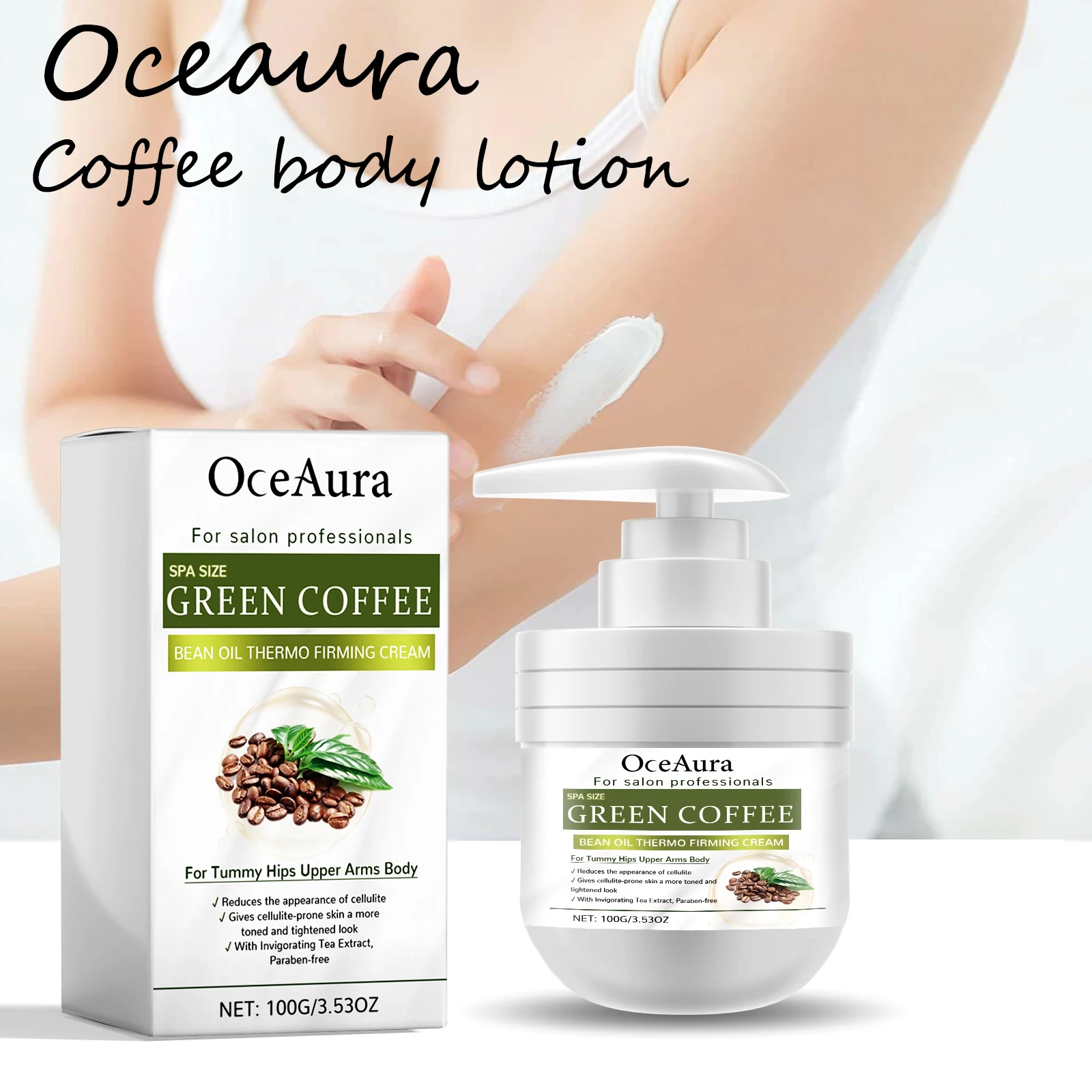 

Oceaura Green Coffee Body Cream Daily Moisturizing Repair Damaged Skin Firming Lasting Fragrance Non-greasy Natural Body Lotion
