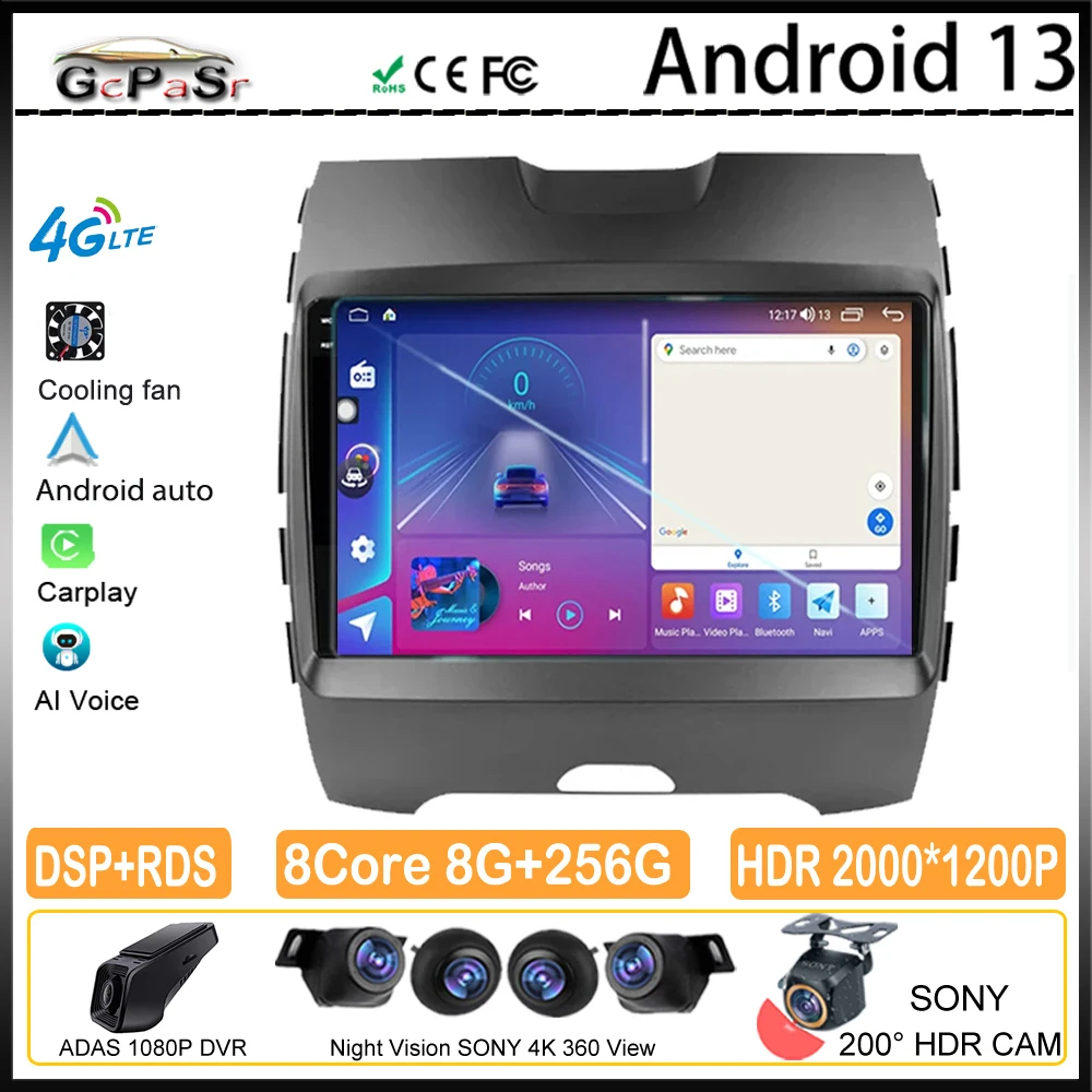 

Android For Ford Edge 2 2015 2016 2017 2018 Car Auto Radio Multimedia Video Player Carplay GPS Navigation Stereo camera Screen