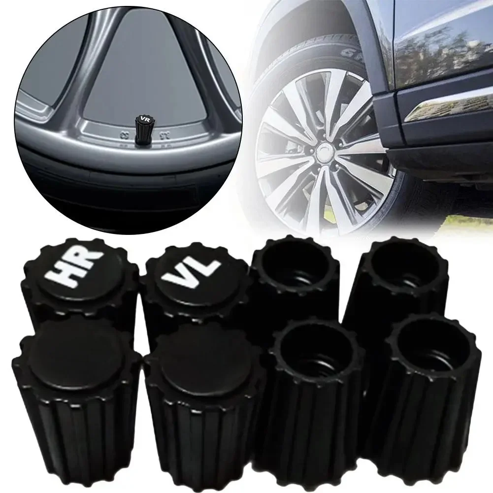 Bouchons anti-poussière pour tige de Valve de pneu, 8 pièces, couvercle de Valve d'air de roue anti-poussière avec impression VR VL HR HL 8V1 US Schrader ABS