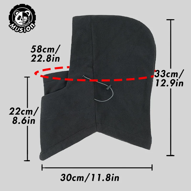 قناع شتوي من Musion بالاكلافا، غطاء رأس حراري، تصميم قابل للتعديل، مناسب لشكل الرأس، مقاوم للرياح، دافئ مناسب للتخييم وركوب الدراجات