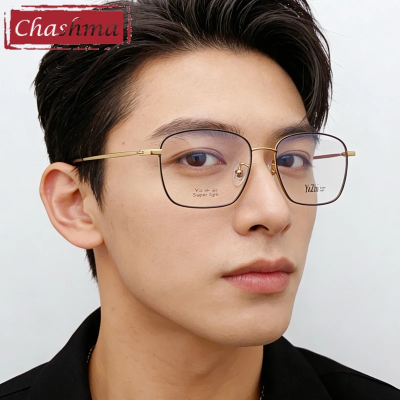 Chashma Prescription Glasses Men Pure Titanium IP Bo Fading No Rust Eyeglasses Frame High End Ultra Light Optical Spectacle Male