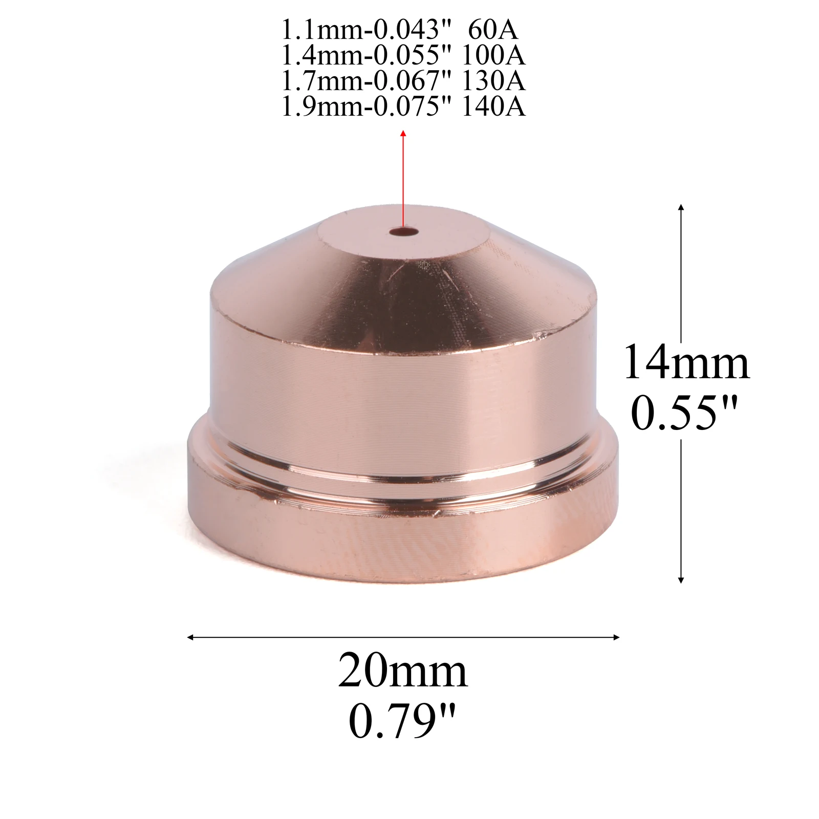 20PCS Plasma Electrode PR0101 Nozzle Tip PD0101 1.4mm/1.7mm/1.9mm Fit Trafimet A90 A101 A141 A151