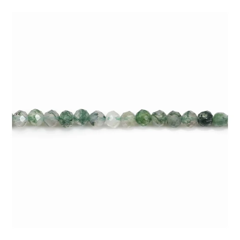 Moss Agate strand beads Faceted Round 2/3mm Natural Stone For Jewelry Making  Bracelet Necklace Earring DIY Material