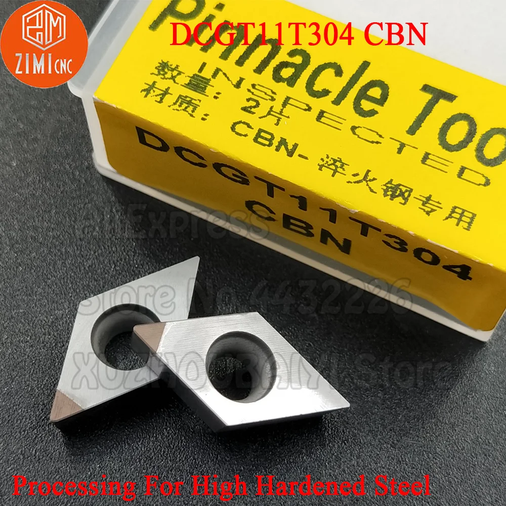 2pcs DCGT11T304 CBN DCGT 11T304 CBN Diamond Inserts Turning Tools CNC Cutter Lathe Blade for cutting cutter steel metal processi