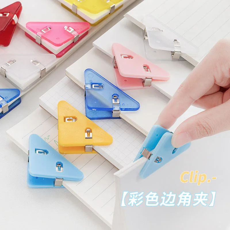 5pcs Mini Color Corner Clips Set Transparent & Solid Colorful Page Holder Paper Clip Clamp File Index Photo Office School Gift