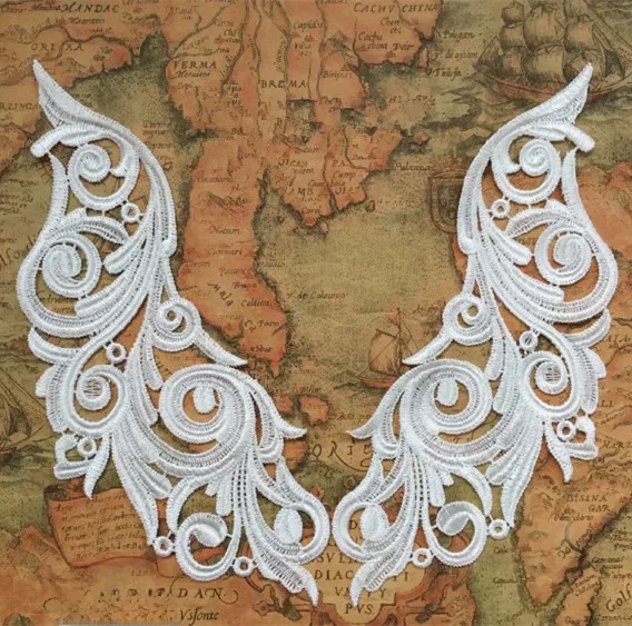 5Pair New Design Lace Wedding Dress Veil Applique Bridal Headdress Collar Lace Fabric Patch Handmade DIY Accessories RS900 — zdjęcie 2