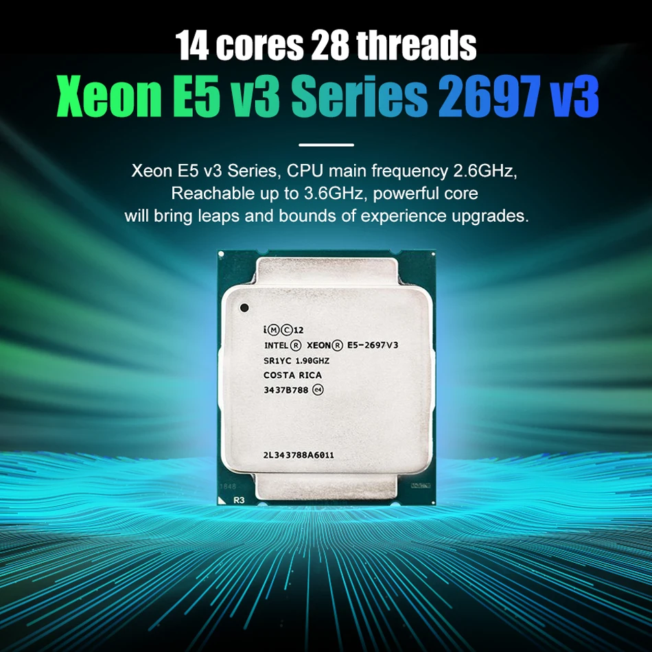 Used Original Xeon V3 E5 2697V3 E5-2697 V3 Processor 14-core 2.60GHZ 35MB 22nm LGA 2011-3 TDP 145W CPU X99 For Motherboard