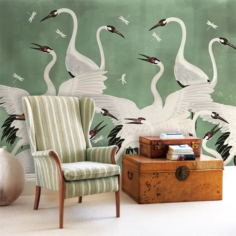 Papier peint 3D sur mesure avec oiseau asiatique RON, décoration murale pour salon, arrière-plan TV, photo murale, décor à la maison