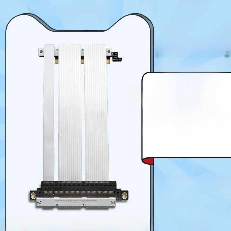 Kabel przedłużający PCIe 4.0 X16 Riser, podwójny, odwrócony, do kart graficznych, posrebrzany, PCI-E Gen4 32GBS GPU ITX PC Connector — zdjęcie produktu 7