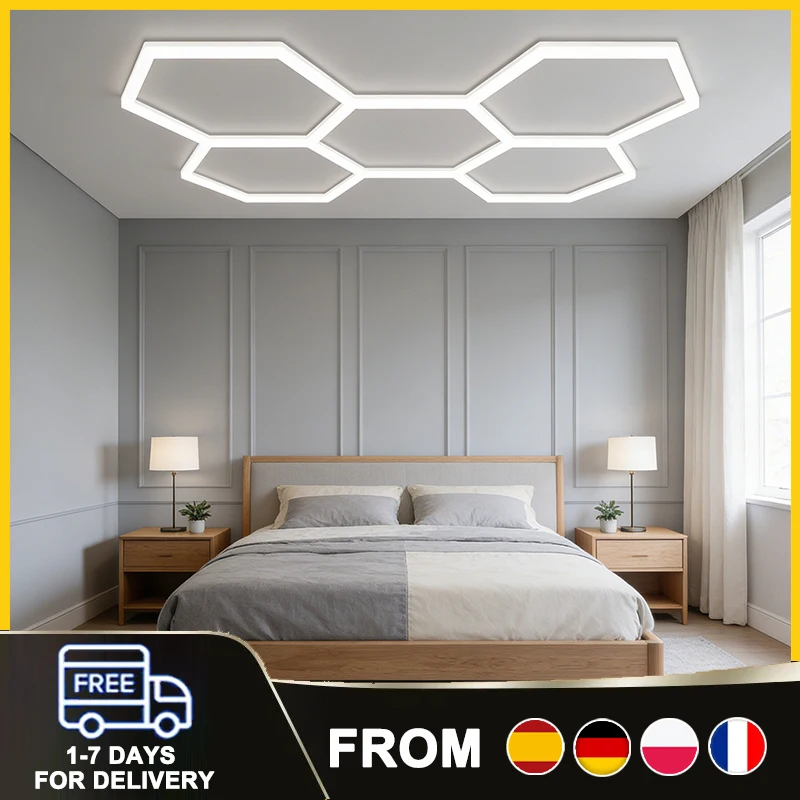 Luces LED hexagonales para techo de garaje | 24 tubos de 440 mm 💡