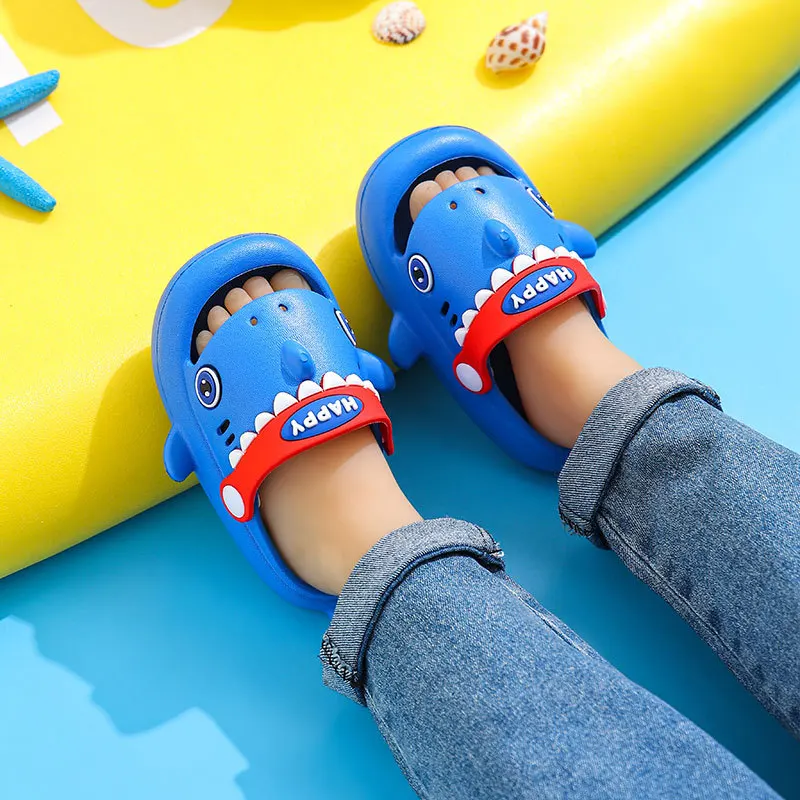 Children Shark Garden Shoes Boys And Girls Summer Outdoor Casual Beach Sandals Indoor Waterproof Anti-slip Cute Slippers