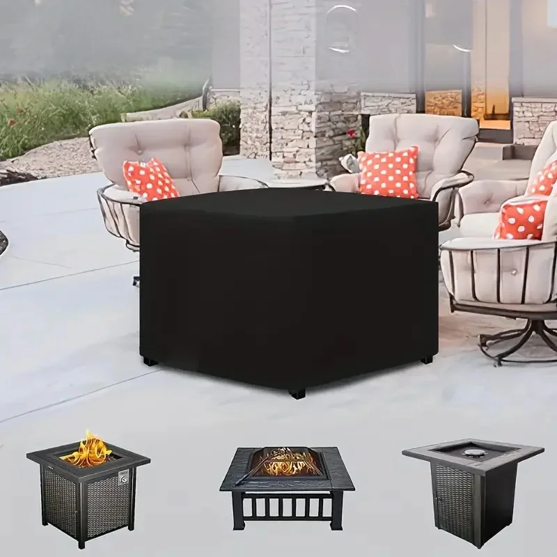 Housse de foyer carrée imperméable avec fermeture à cordon – Polyester 210T Durable – Pour barbecues, Camping et pique-niques en plein air