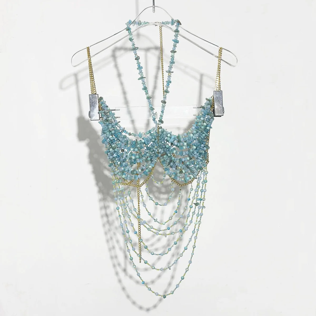 اليدوية الفاخرة الفيروز مطرز الرسن الأعلى هامش الجسم سلسلة حورية البحر أعلى زي Bralette مثير الملابس الداخلية بحر الهذيان الصدرية #5