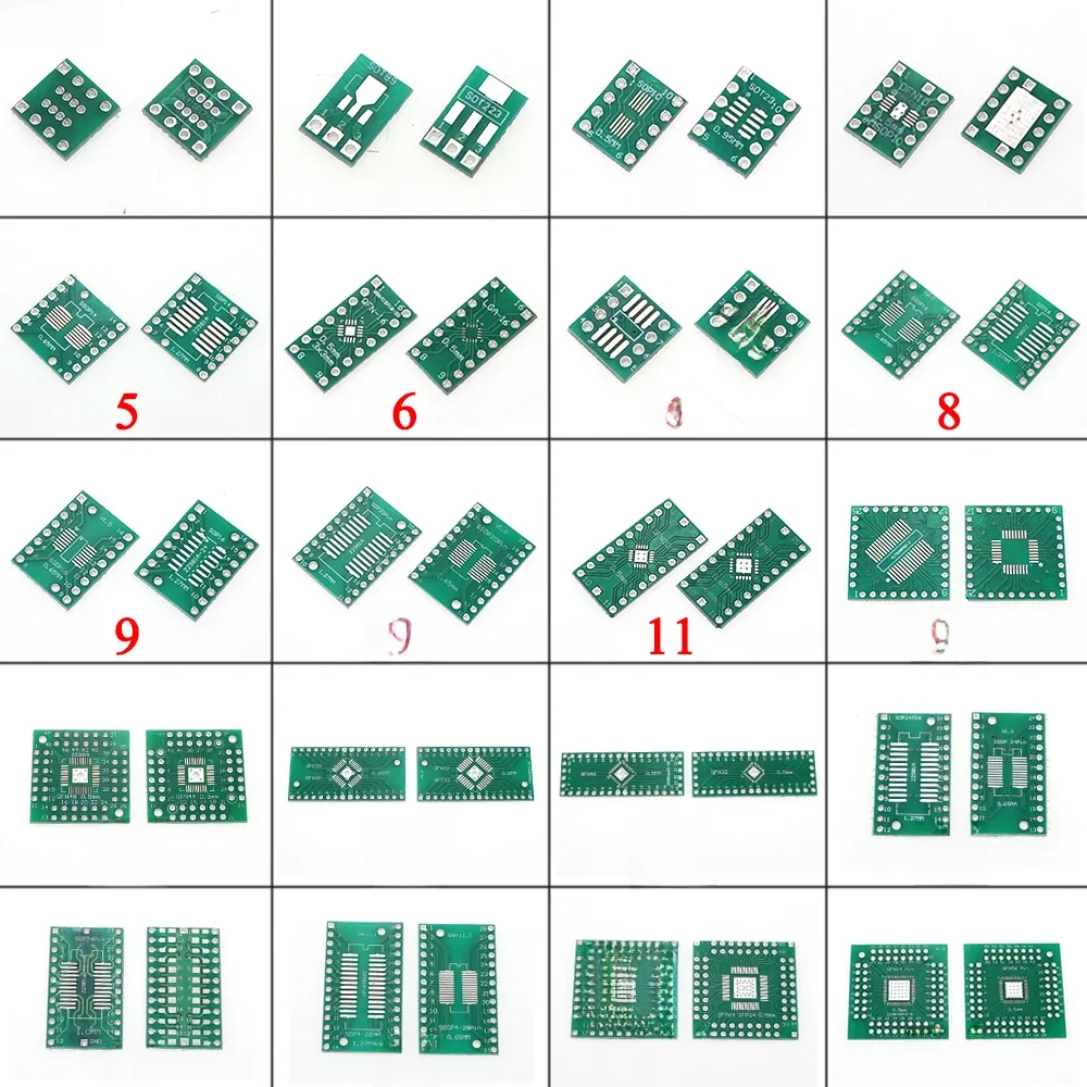 Plaque de convertisseur adaptateur DIP, carte PCB, SOP8, SOP14, SOP16, SOP20, SOP24, SOP28, Qyen, FQyen, TQyen, TSSOP, 8, 14, 16, 20, 24, 28, 10 pièces