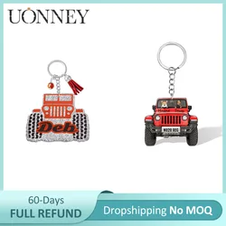 UONNEY Dropshipping Personalized Jeep Car Dog Keyring Custom Off Road Vehicle Keychain Wedding Guest Boyfriend Gift for Man Dadd