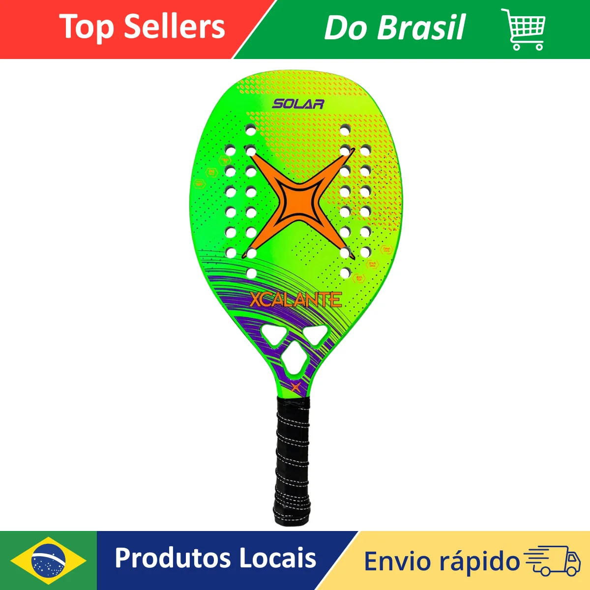 Raquete Beach Tennis Profissional Carbono Leve Alta Potência e Controle Antiderrapante Xcalante X4009