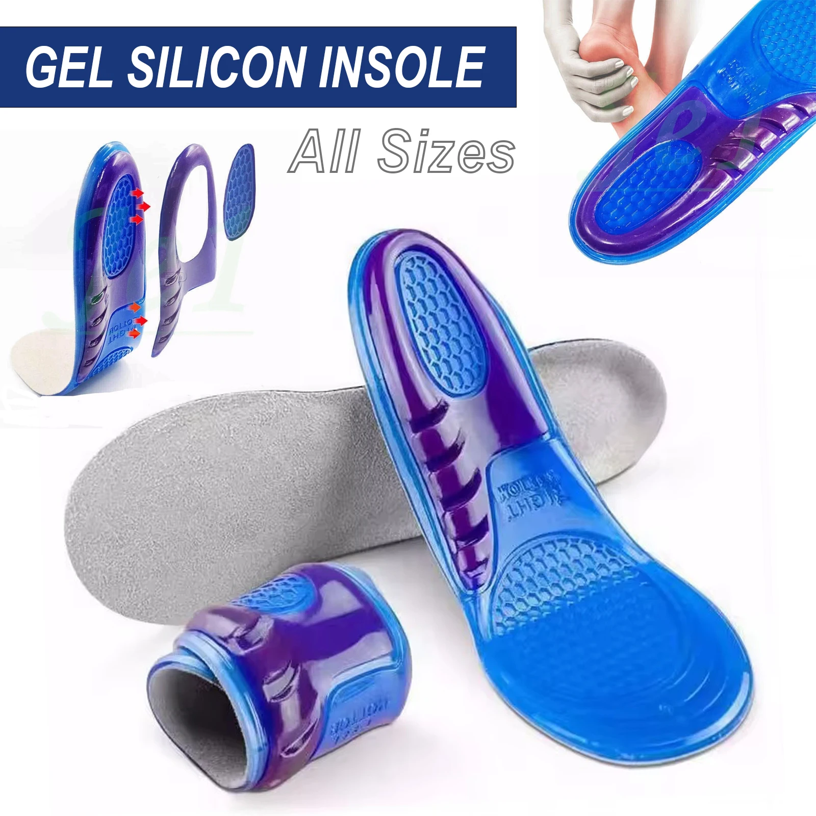 GEL Silicone Insoles for Shoes Orthotic Arch Support Insole Soft Shoe Inserts Sport Anti-slip Template For Man Women Shoe Sole