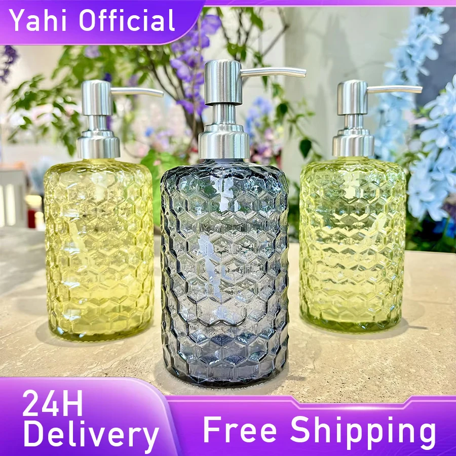 Transparent Liquid Soap Dispenser, Hand Soap Glass, Thickened Bottle, Stainless Steel Pump, Bathroom Soap Dispensers, 500ml