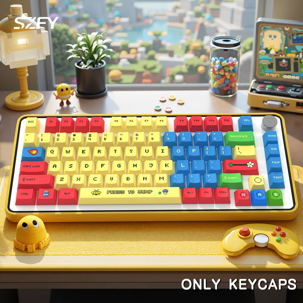 

Комбинация большого цветного блока на 135. с колпачками для игровых клавиш в стиле аниме, изготовленными из материалами PBT, высотой вишни в качестве рождественского подарка.