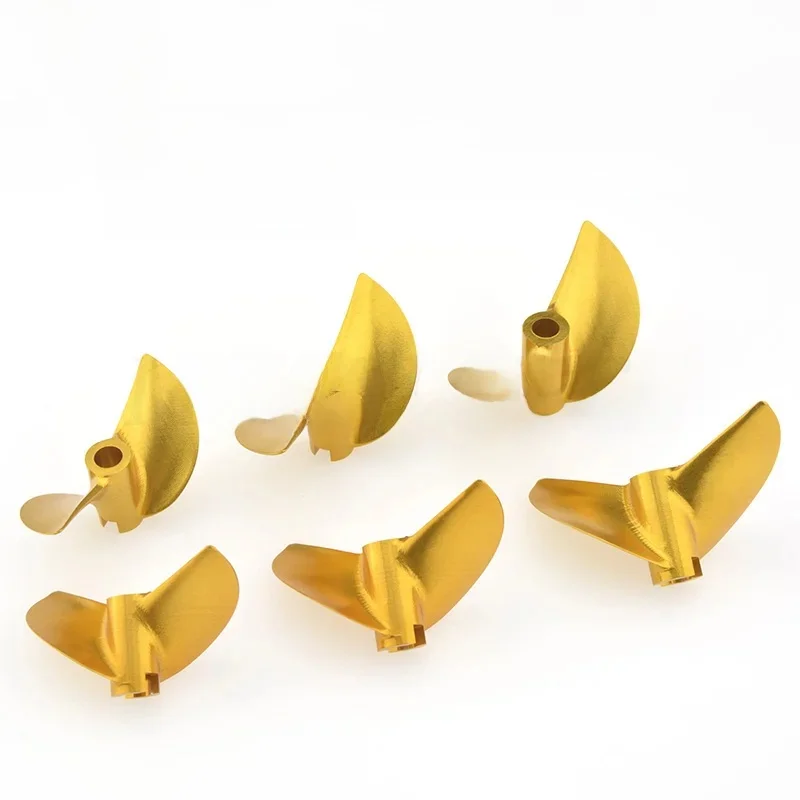 Hélice en aluminium à 2 pales dorées CNC, 4.76mm, 3/16 pouces, gauche/droite, D38/40/41/42/43/44/45/46mm, pour bateau à crevettes RC, bateau à chat (1 pièce)
