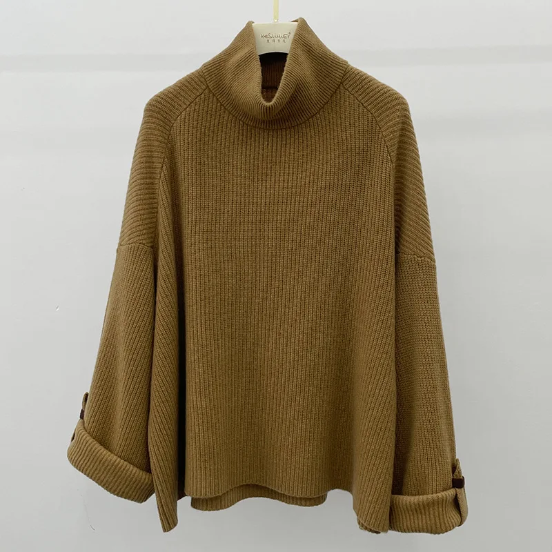 turtleneck wool sweater fashion women jumper thick winter pullover brown top woman vintage sweaters turtle neck style retro tops