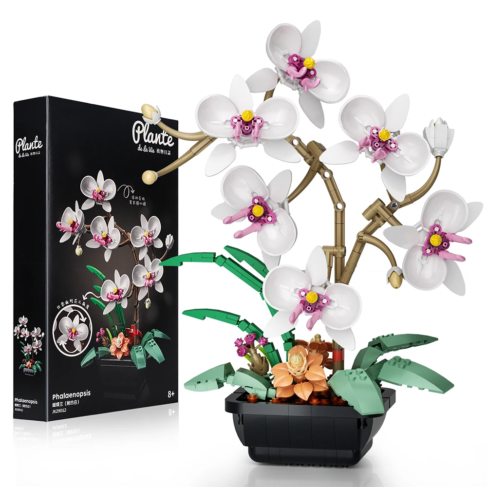 

Gobricks MOC Phalaenopsis Potted Orchid Bricks Model Creative Flower Potted Plants Building Blocks Butterfly Decorate Toys Gift