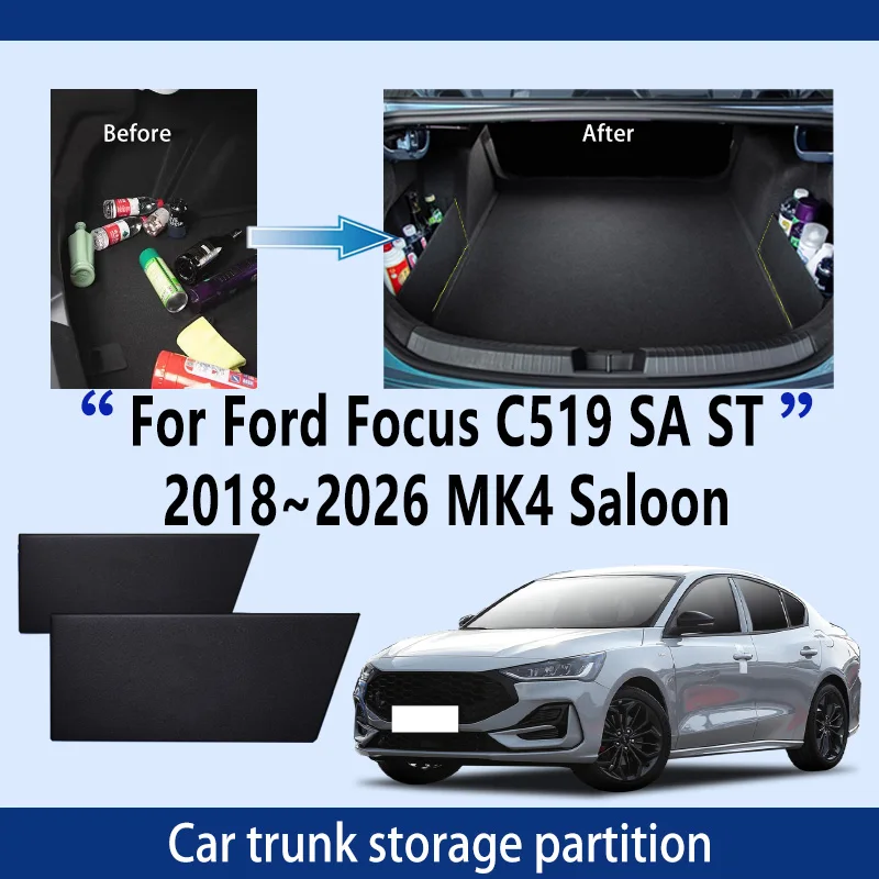 

Автомобильные аксессуары для Ford Focus 2018 ~ 2026 MK4, перегородка для хранения багажника, многофункциональный органайзер для салона автомобиля