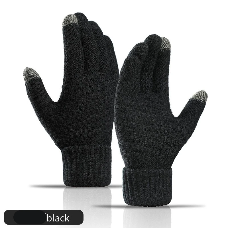 Women Men Warm Winter Touch Screen Gloves Stretch Knit Mittens Wool Full Finger Guantes Female Crochet Glove