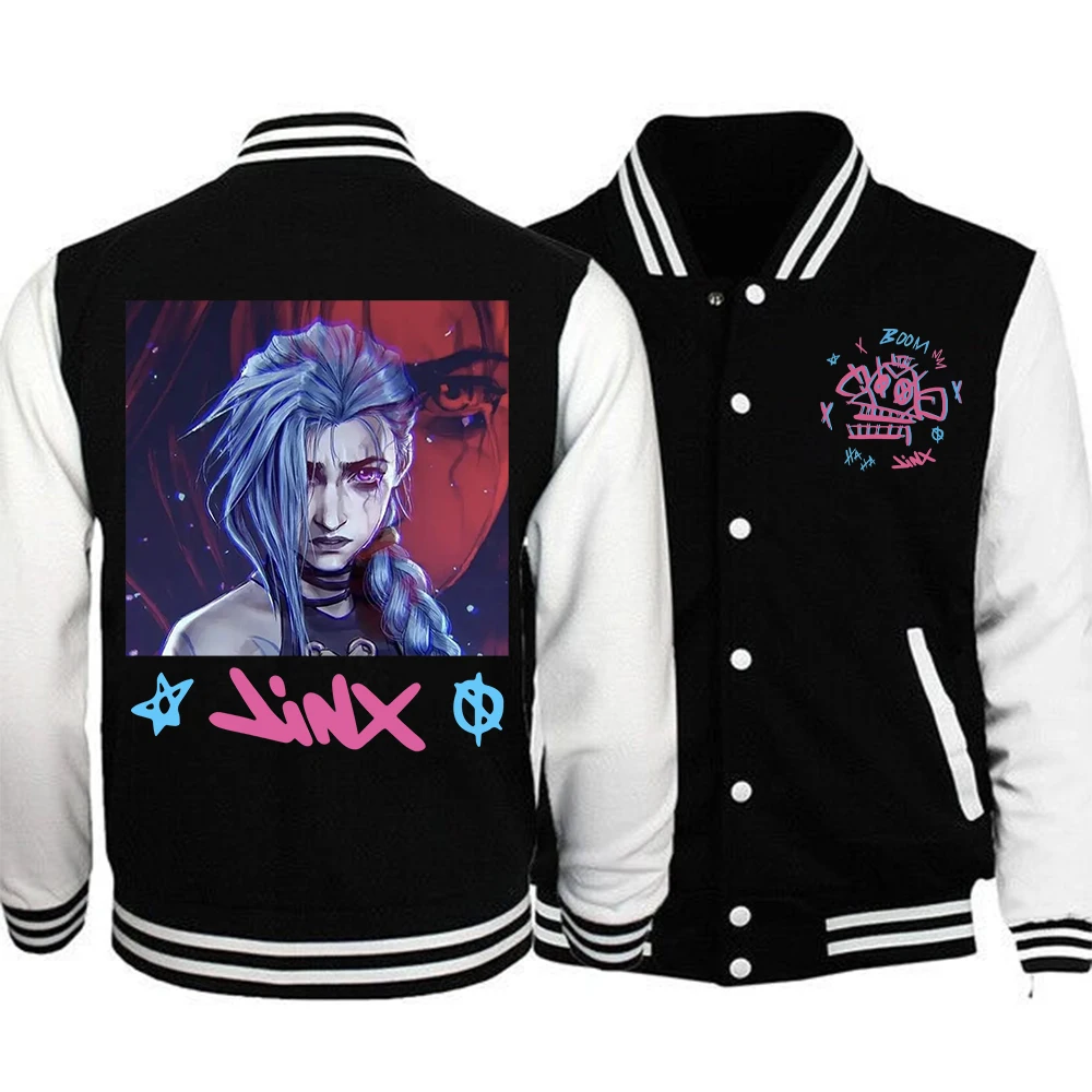 Arcane-Jinx Hoodie Baseball Jacket Women Men Baseball Uniform Jackets Man Clothes Top for Game Lover