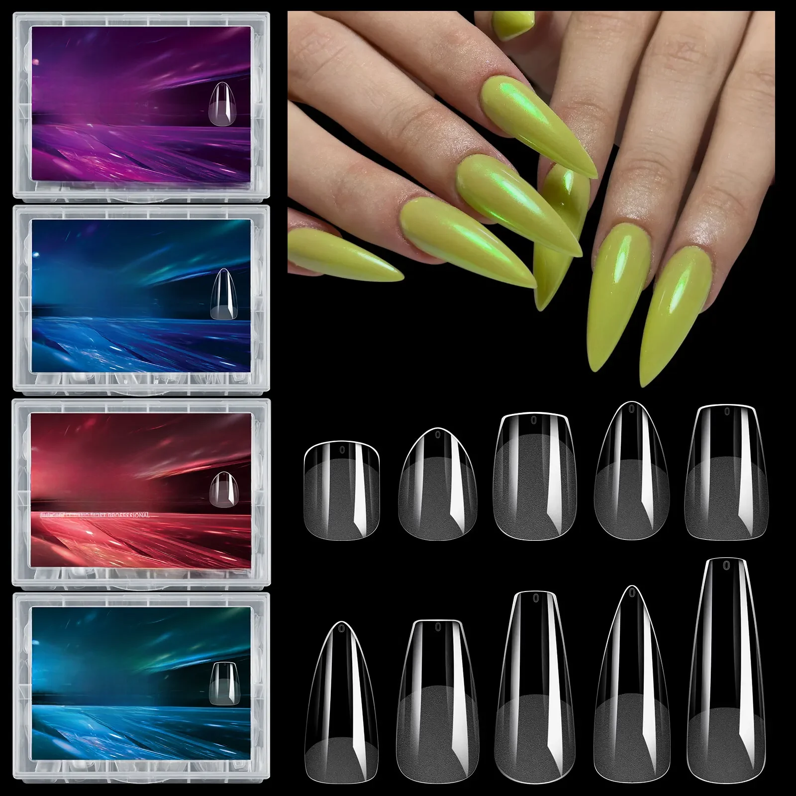 Faux ongles de luxe en Gel doux, Capsules semi-mates, cercueil français d'amande, couverture complète, Extension d'ongles artificiels