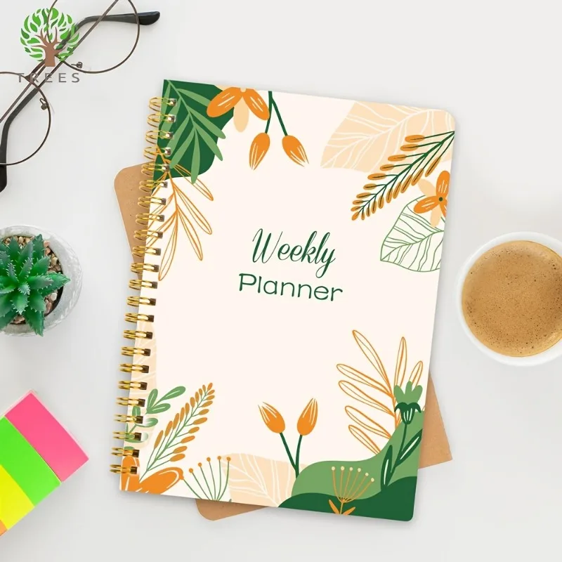 1pc Undated Weekly Planner To Do List Notebook Daily Schedules Spiral Goals Journal With Habit Tracker 52 Sheets