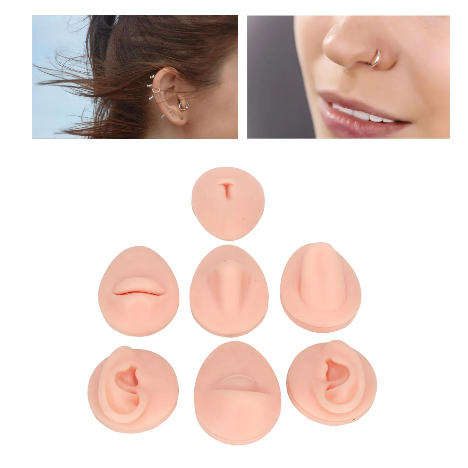 Silicone Human Face Body Model Model Display Model Ear Eye Nose Mouth Tongue Belly Button Model Body Practice Jewelry Display