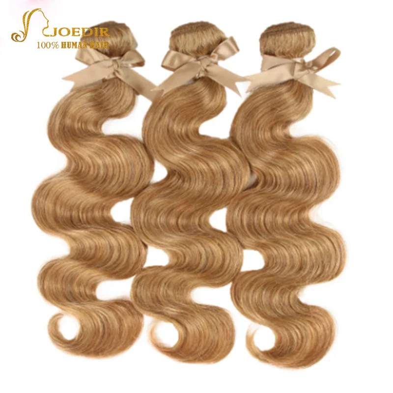 Joedir-Brazilian Remy Body Wave Hair, Cabelo humano, Pode ser feito para peruca, Extensões Remy, Honey Blonde, 27 cores, 1 Pacotes, 3 Pacotes, 4 Pacotes, Atacado