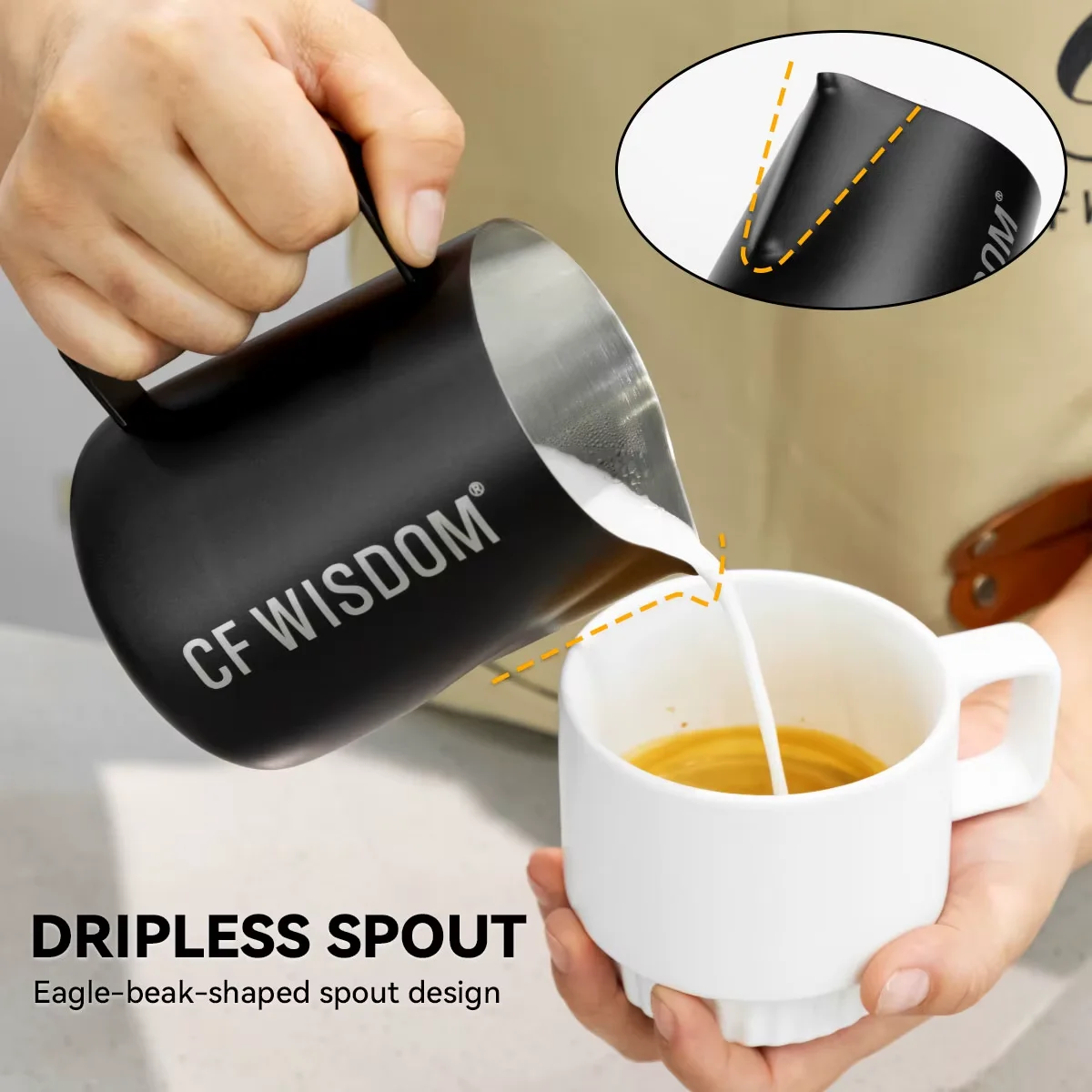 

Milk Frothing Pitcher, Milk Frother Cup Stainless Steel, Milk Pitcher for Latte Art, Thanksgiving Christmas Birthday Gift