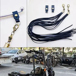 For Harley Cafe Racer Choppers Triumph Black PU Leather Universal Motorcycle Brake Clutch Lever Skull Rivet Fringe Tassels Cover