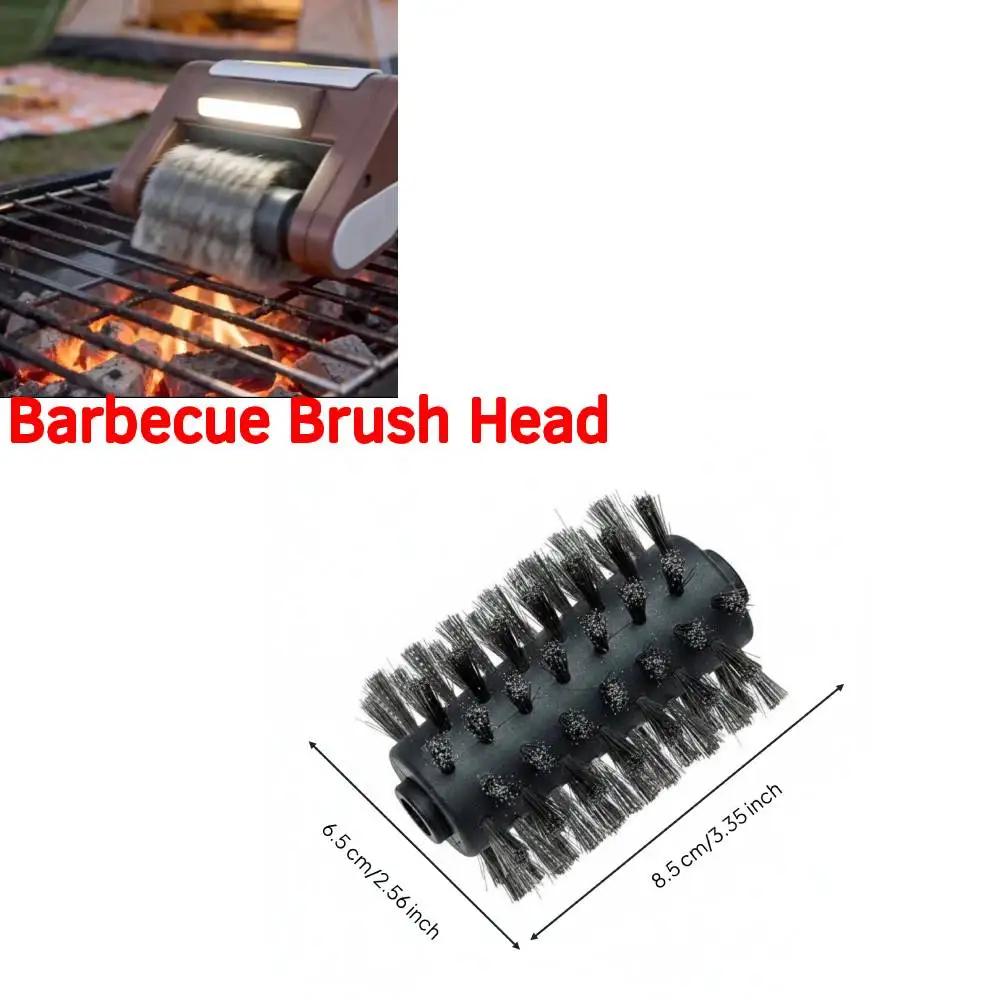 Barbecue Brush Head Electric Grill Brush Attachment Roller Brush Head for Outdoor Grilling Camping Electric Grill Cleaner Head