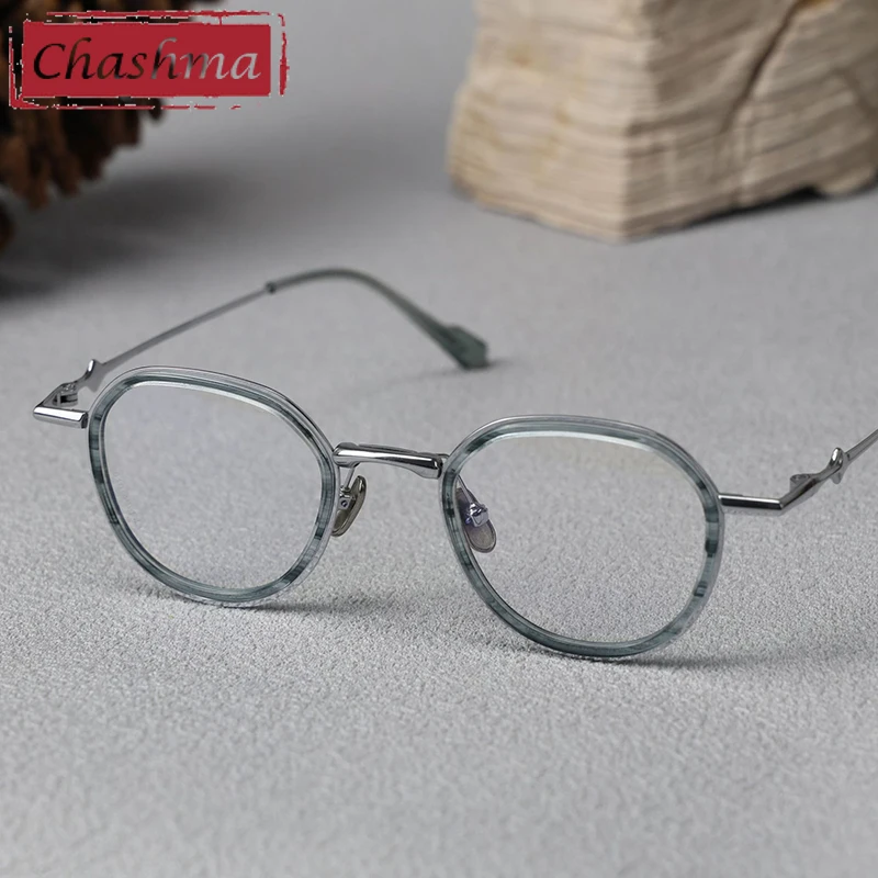 Chashma Prescription Glasses Women Round Optical Fashion Eyeglasses Frames Acetate Titanium Eyewear For Recipe Myopia Spectacles