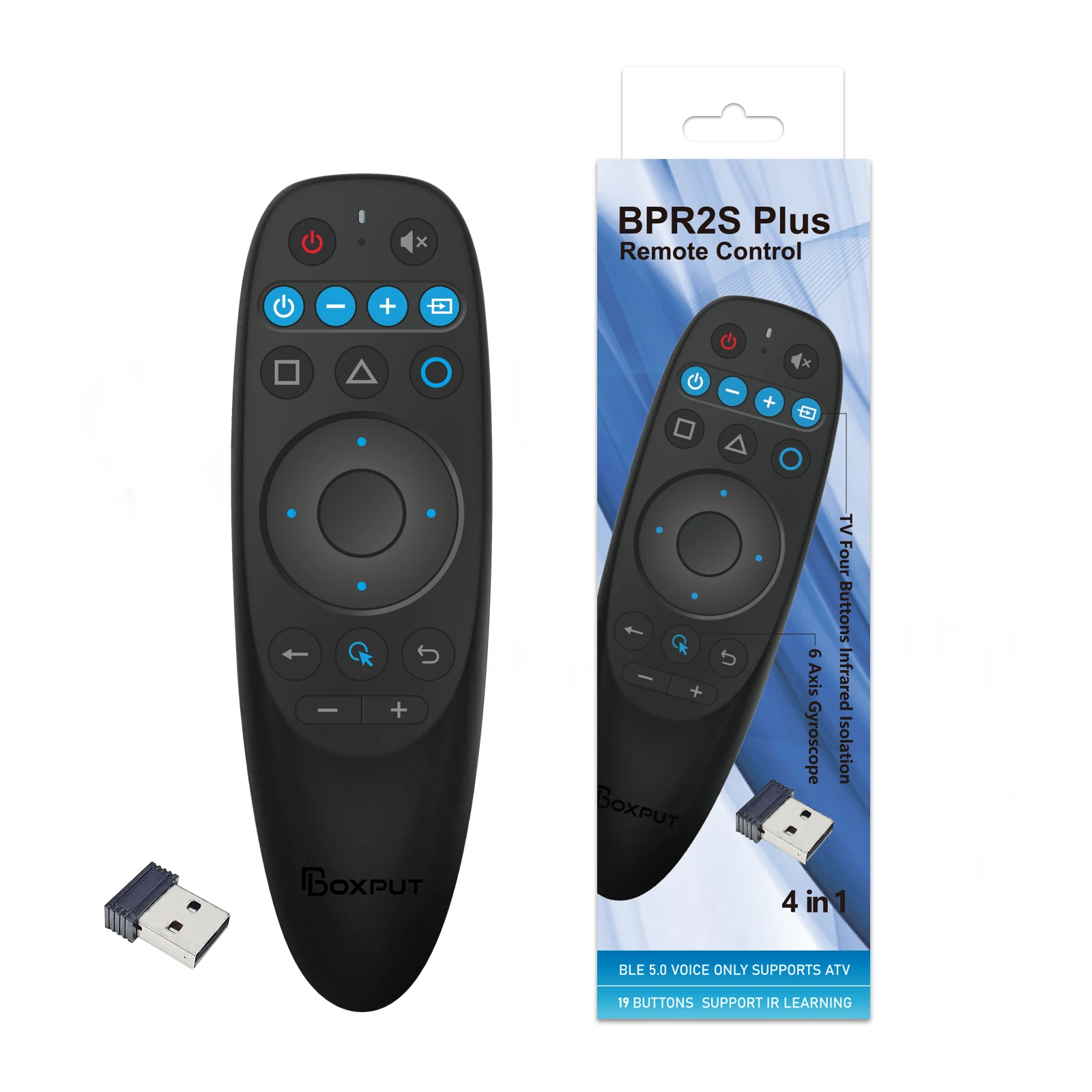 BPR2S PLUS BT Air Mouse Voice IR learning TV 4 keys IR isolation 2.4G Wireless Remote Controller With Gyro for Android TV Box/PC