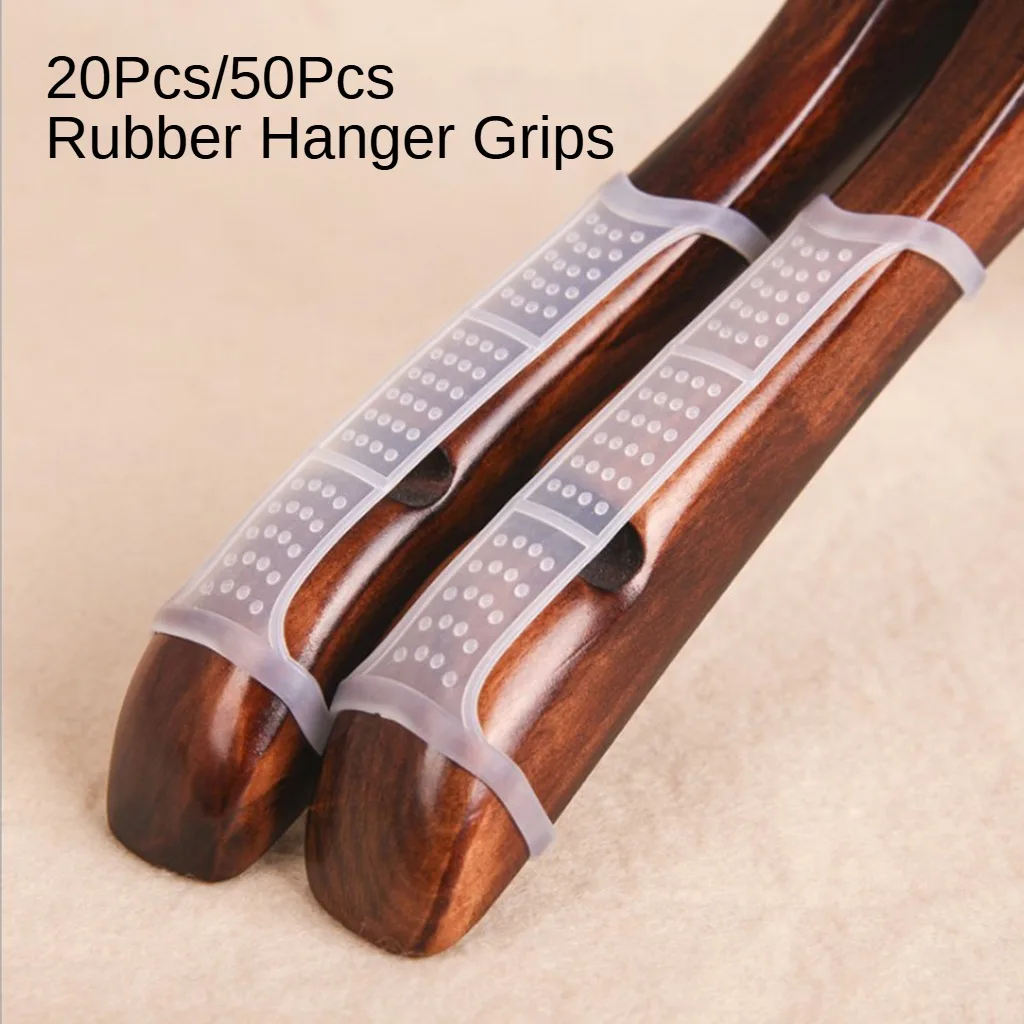 20/50Pcs Rubber Hanger Grips Anti Slip Clear Clothes Hanging Clothes Gripper Clothing Hanger Strips for Home Bathroom