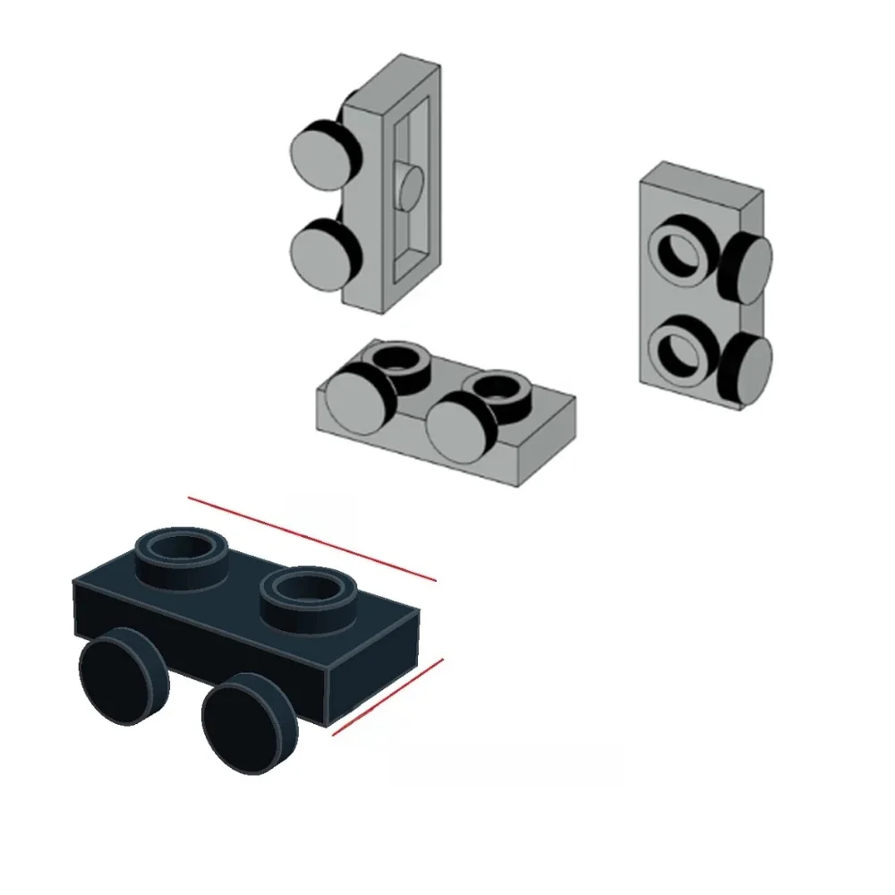 MOC 10 pièces 3023 plaque spéciale 1x2 support de direction blocs de construction Kit apporter deux points conseil briques particules jouets enfants cadeaux