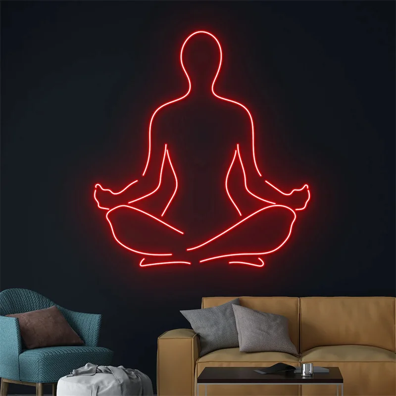 Lotus Pose Yoga Neon Sign, Yoga Led Sign,  Fitness Coach Neon Light, Exercise Room Wall Decor, Yoga Trainer Neon Light