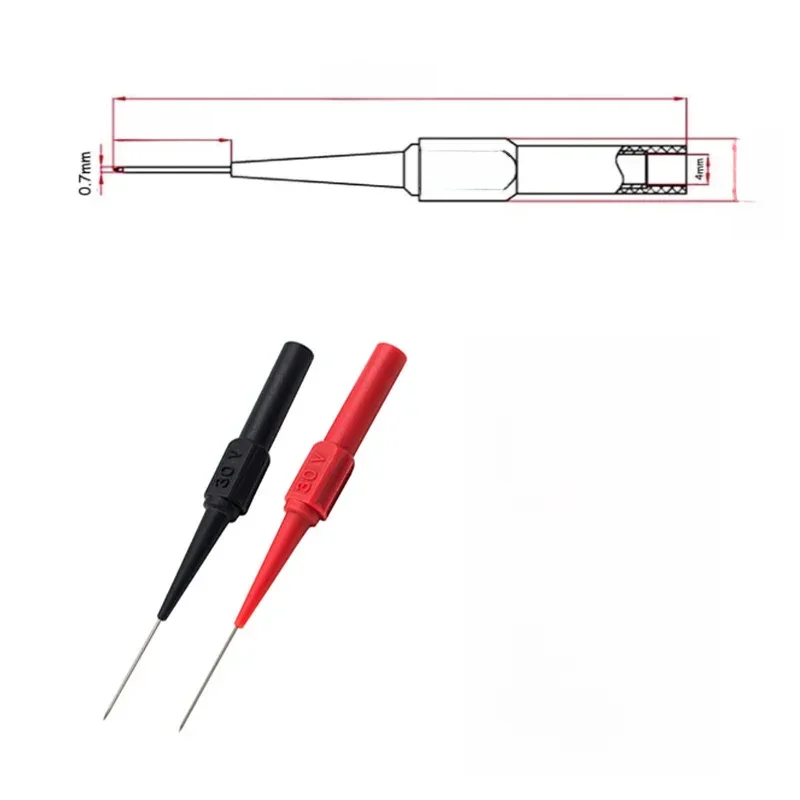 Przewody pomiarowe Pin elastyczne końcówki sondy testowej Złącze 0,7 mm Igła multimetru Gniazdo bananowe 4,32 mm do testera samochodowego Czerwony/Czarny 2023 Nowość — zdjęcie 2