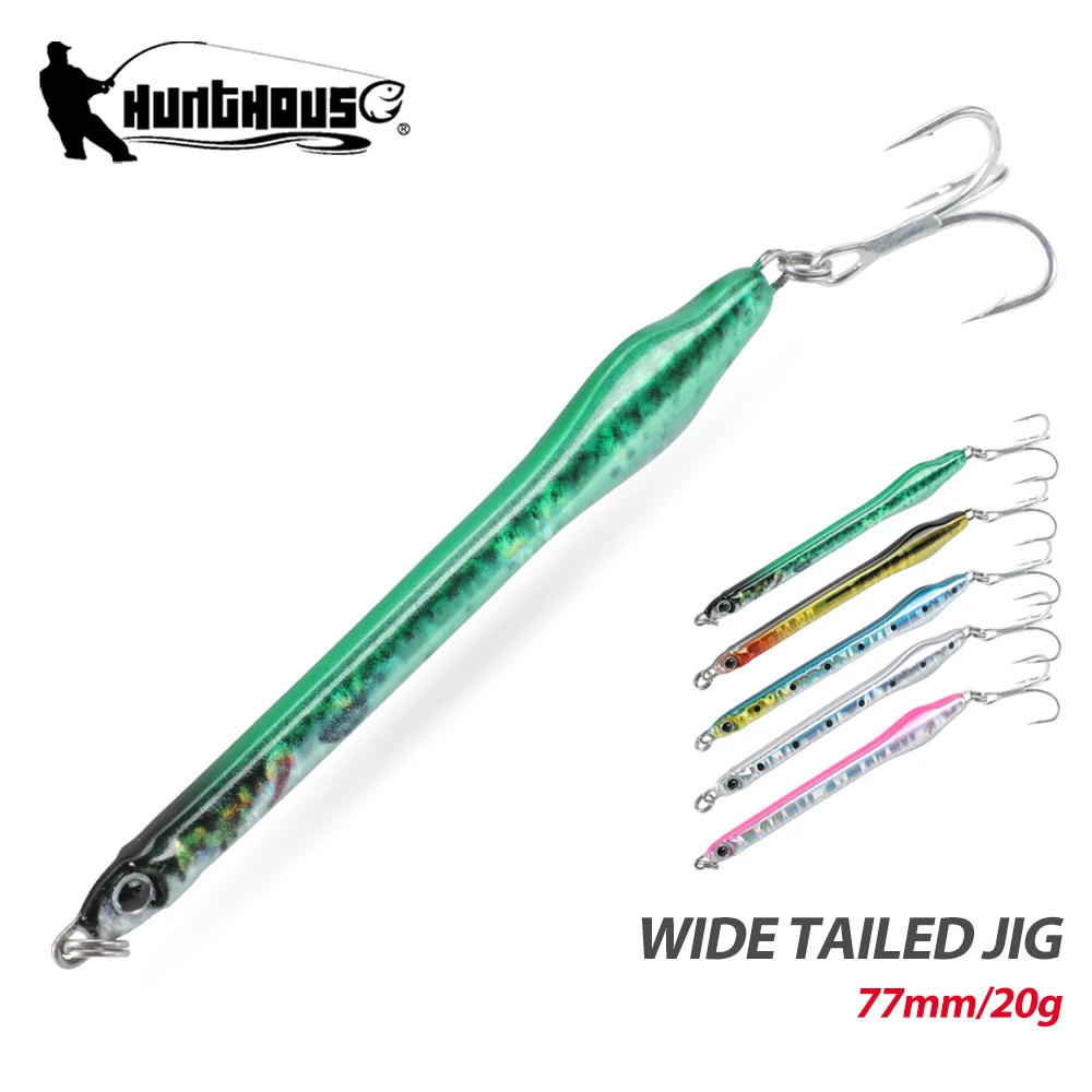 Hunthouse métal gabarit leurres de pêche 77mm/20g eau salée coulage lent Laser gabarits appâts à large queue pour bar thon poisson attirail
