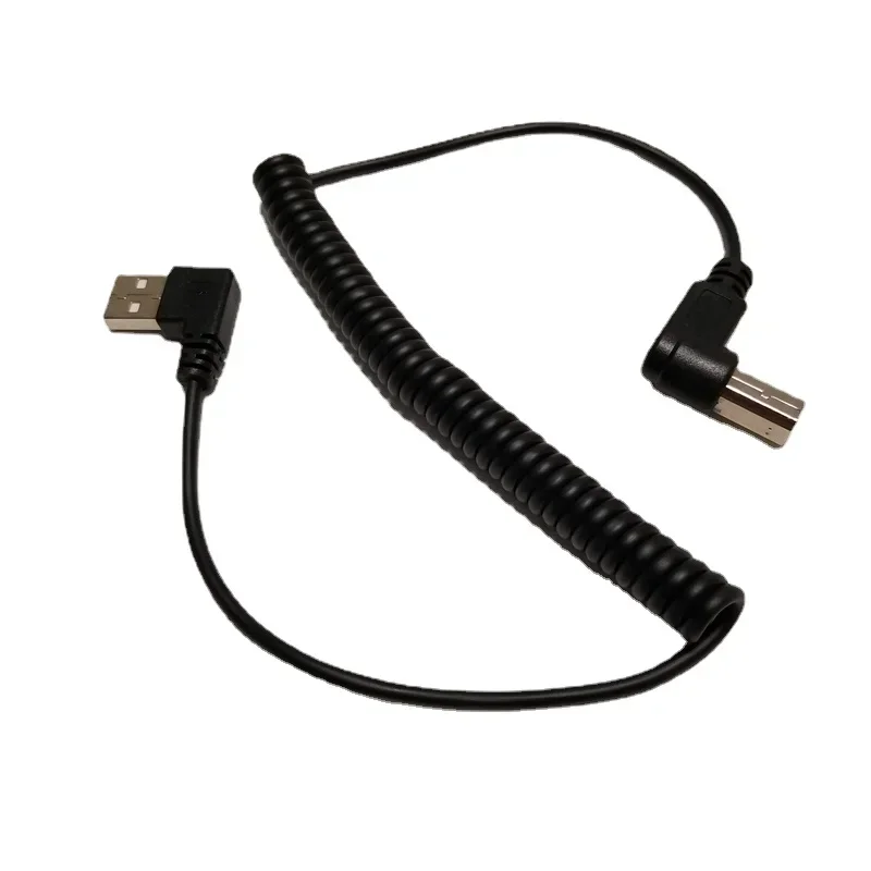 Wysuwany kątowy adapter USB typu A męski na B AM BM o kącie 90 stopni Konwerter Spiralny kabel do drukarki ze sprężyną zwijaną — zdjęcie 2