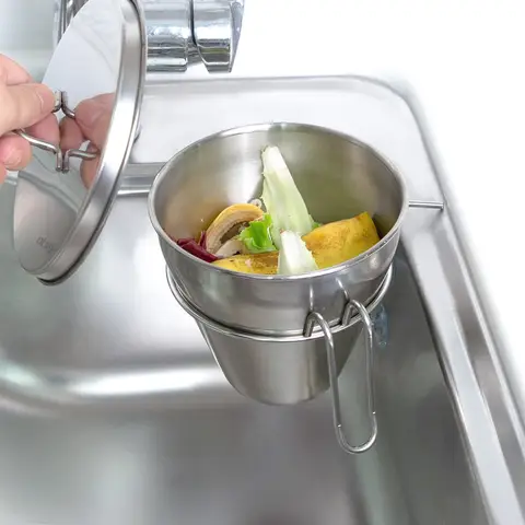 스토피아 주방용 음식물 쓰레기통, 소형 조리대 퇴비통, 무취 음식물 쓰레기 용기, 벽걸이 쓰레기통, 스텐 음식물 쓰레기 수거함