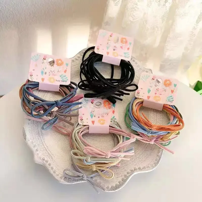 Kobiety kolorowe słodkie głowy gumka do włosów stałe gumki Scrunchies elastyczne gumki do włosów dziewczyny prosty kucyk Holder krawaty nakrycia głowy — zdjęcie 2