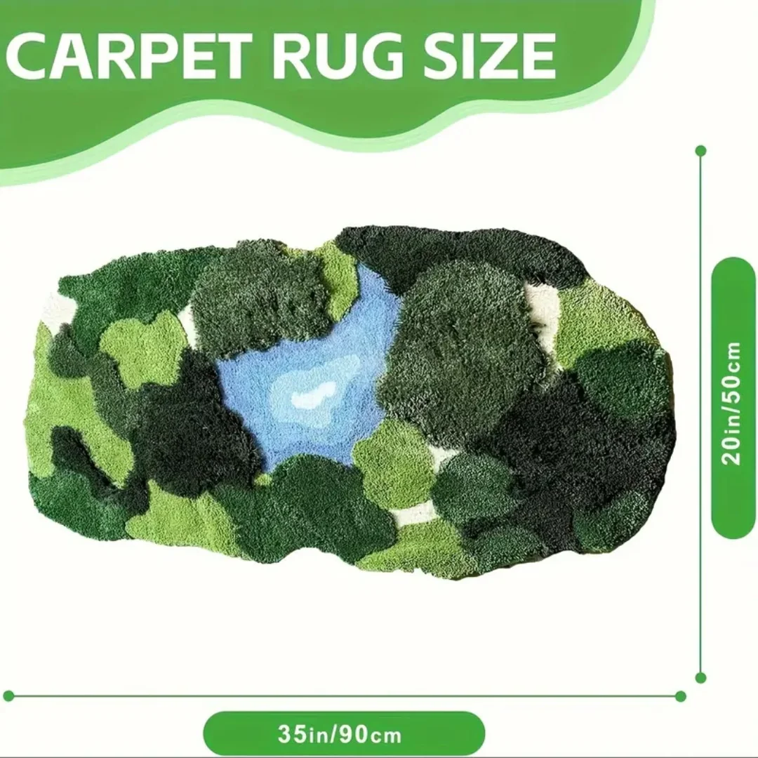 3D Moss Rugs, Plush Ruas Leaf Shaped Bathroom Rugs Non-Slilp Bathroom Mats Tufed Rugs, super Sof Washable Botanical leaf shapes